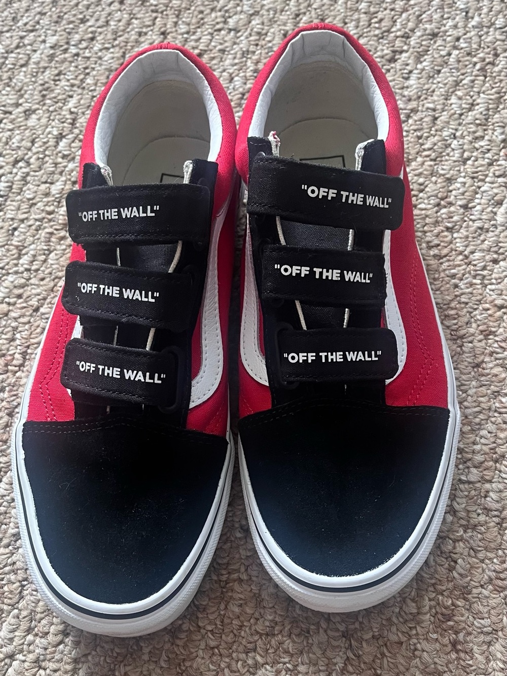 Vans Old Skool V “Off The Wall” Strap Checkerboard Sneakers Red Black Unisex